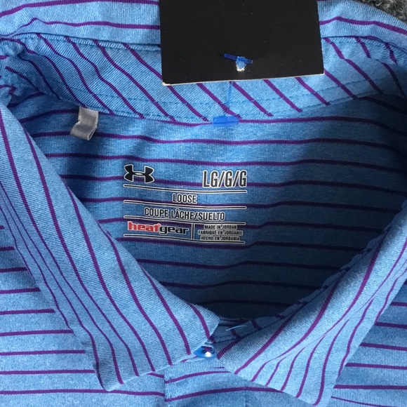 Under Armour Men's Light Blue and Purple Polo Shirt - Picture 2 of 5